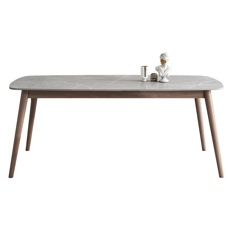 Mitte des Jahrhunderts Esstischstein-Esstisch mit fester Holzbasis