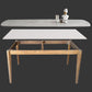 Mid-century Dining Table Stone Top Dining Table with Solid Wood Base