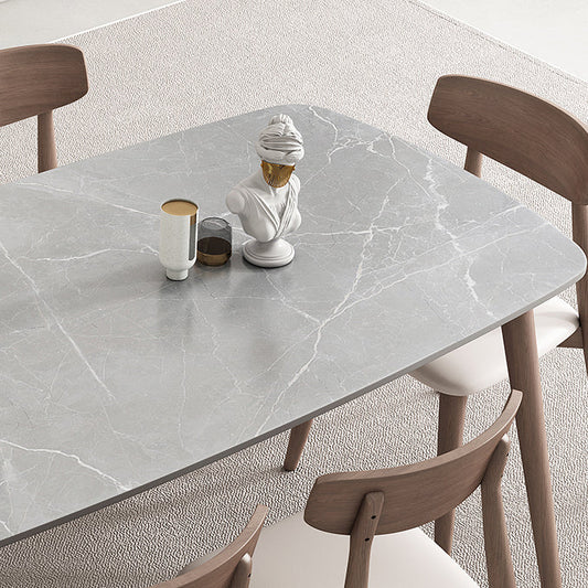 Mitte des Jahrhunderts Esstischstein-Esstisch mit fester Holzbasis