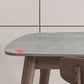 Mid-century Dining Table Stone Top Dining Table with Solid Wood Base