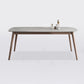 Mid-century Dining Table Stone Top Dining Table with Solid Wood Base