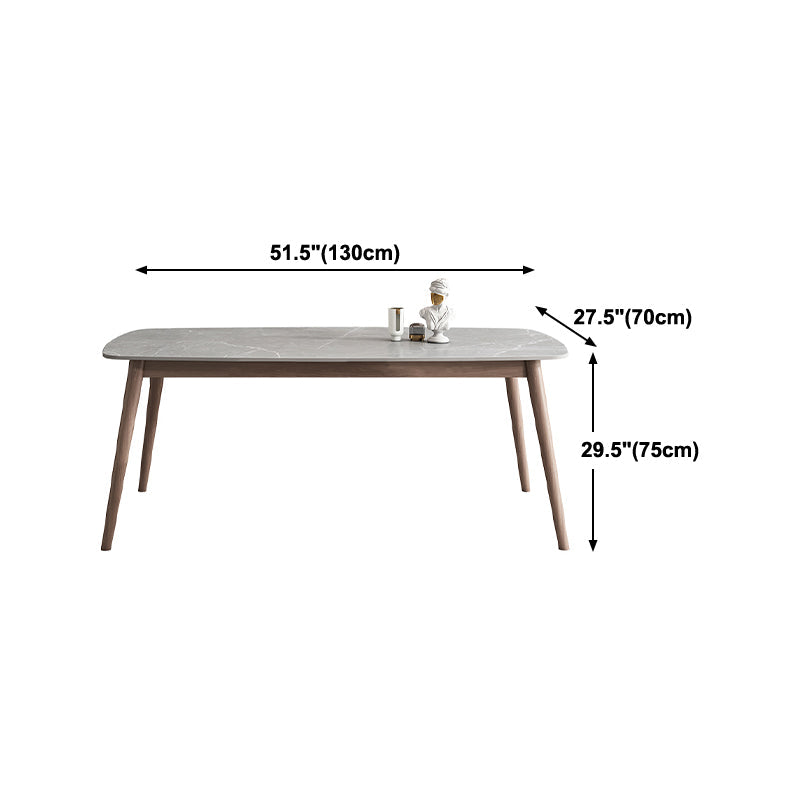 Midden-eeuwse eettafel stenen top eettafel met massieve houten basis