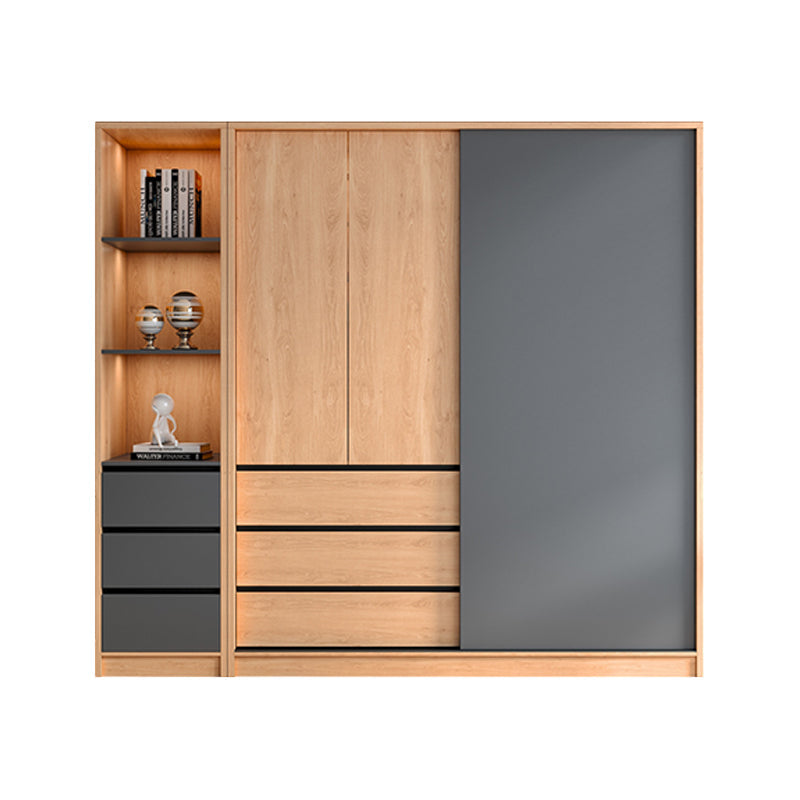 Engineered Wood Wardrobe Cabinet With Drawer Modern Wardrobe Armoire 47"L x 24"W x 83"H Armoires & Sideboard Clearhalo 'Armoires & Wardrobes' 'armoires_wardrobes' 'Bedroom Furniture' 'furn' 'furn_armoires_wardrobes' 'Furniture' 5900061