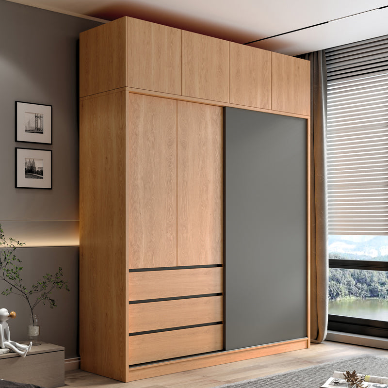 Engineered Wood Wardrobe Cabinet With Drawer Modern Wardrobe Armoire Clearhalo 'Armoires & Wardrobes' 'armoires_wardrobes' 'Bedroom Furniture' 'furn' 'furn_armoires_wardrobes' 'Furniture' 5900062