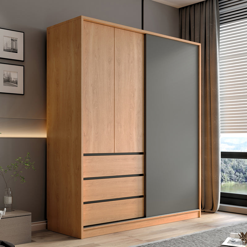 Engineered Wood Wardrobe Cabinet With Drawer Modern Wardrobe Armoire Clearhalo 'Armoires & Wardrobes' 'armoires_wardrobes' 'Bedroom Furniture' 'furn' 'furn_armoires_wardrobes' 'Furniture' 5900064