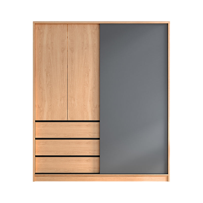 Engineered Wood Wardrobe Cabinet With Drawer Modern Wardrobe Armoire 63"L x 24"W x 83"H Armoires & Wardrobes Clearhalo 'Armoires & Wardrobes' 'armoires_wardrobes' 'Bedroom Furniture' 'furn' 'furn_armoires_wardrobes' 'Furniture' 5900065