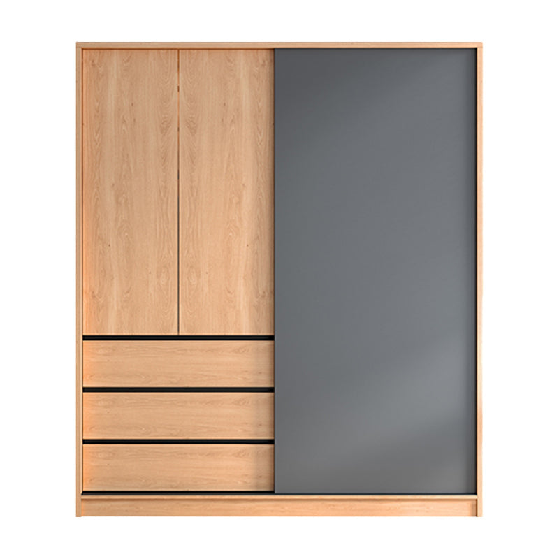 Engineered Wood Wardrobe Cabinet With Drawer Modern Wardrobe Armoire 71"L x 24"W x 83"H Armoires & Wardrobes Clearhalo 'Armoires & Wardrobes' 'armoires_wardrobes' 'Bedroom Furniture' 'furn' 'furn_armoires_wardrobes' 'Furniture' 5900067