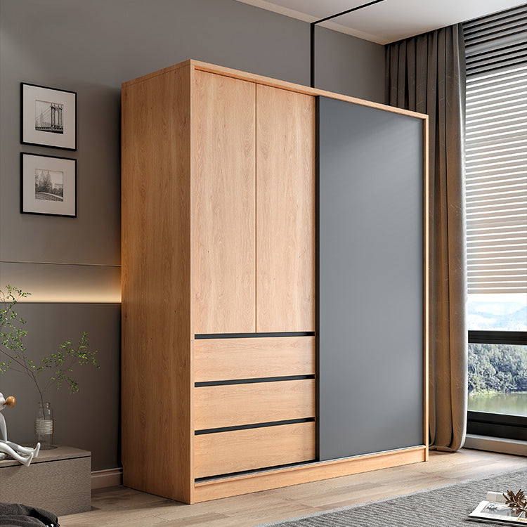 Engineered Wood Wardrobe Cabinet With Drawer Modern Wardrobe Armoire Clearhalo 'Armoires & Wardrobes' 'armoires_wardrobes' 'Bedroom Furniture' 'furn' 'furn_armoires_wardrobes' 'Furniture' 5900074