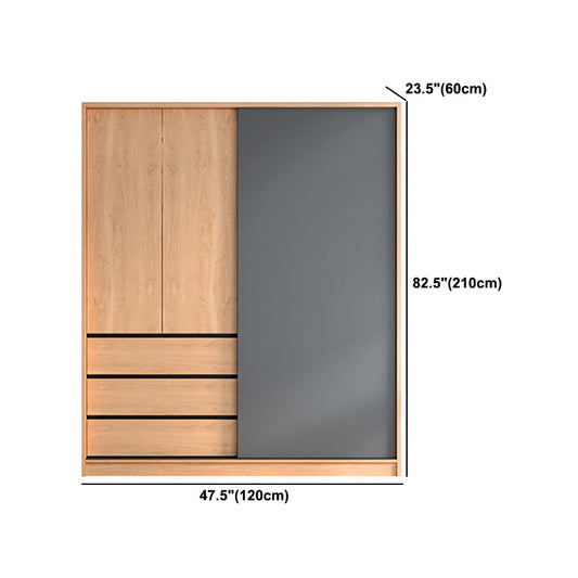 Engineered Wood Wardrobe Cabinet With Drawer Modern Wardrobe Armoire Clearhalo 'Armoires & Wardrobes' 'armoires_wardrobes' 'Bedroom Furniture' 'furn' 'furn_armoires_wardrobes' 'Furniture' 5900076
