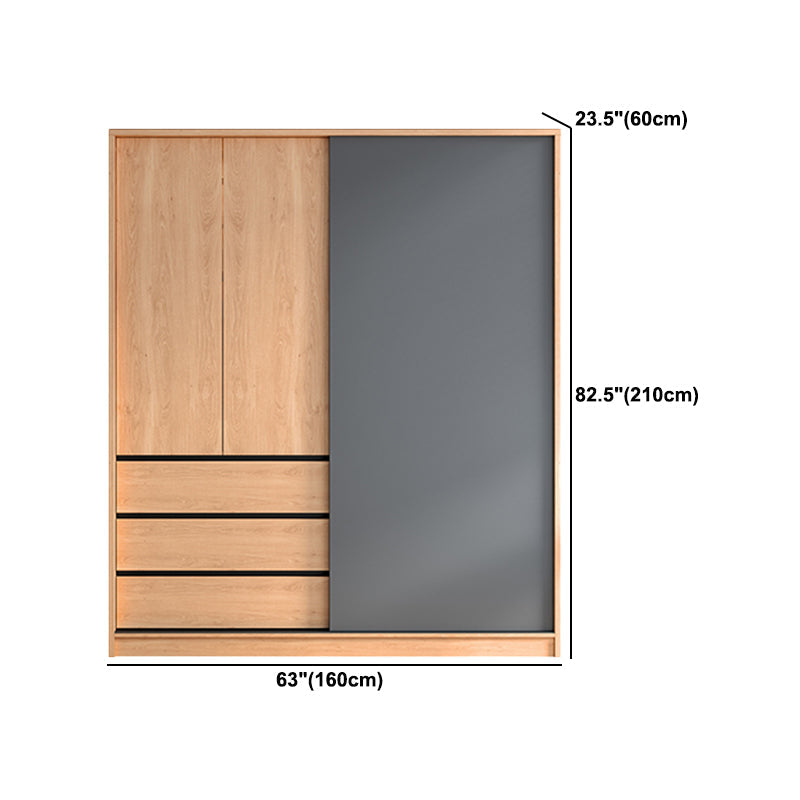 Engineered Wood Wardrobe Cabinet With Drawer Modern Wardrobe Armoire Clearhalo 'Armoires & Wardrobes' 'armoires_wardrobes' 'Bedroom Furniture' 'furn' 'furn_armoires_wardrobes' 'Furniture' 5900078