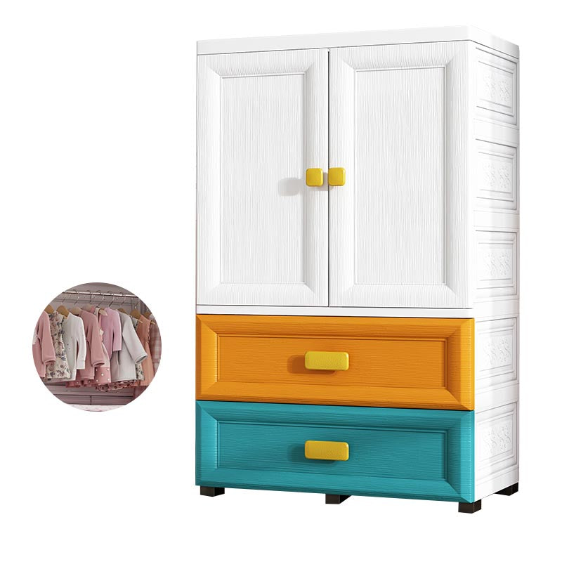 Modern Style Bathroom Wardrobe Plastic Wardrobe Closet with Legs 27.5"L x 15"W x 43"H Multi-Color With Clothing Rod Clearhalo 'Armoires & Wardrobes' 'armoires_wardrobes' 'Bedroom Furniture' 'furn' 'furn_armoires_wardrobes' 'Furniture' 5900085