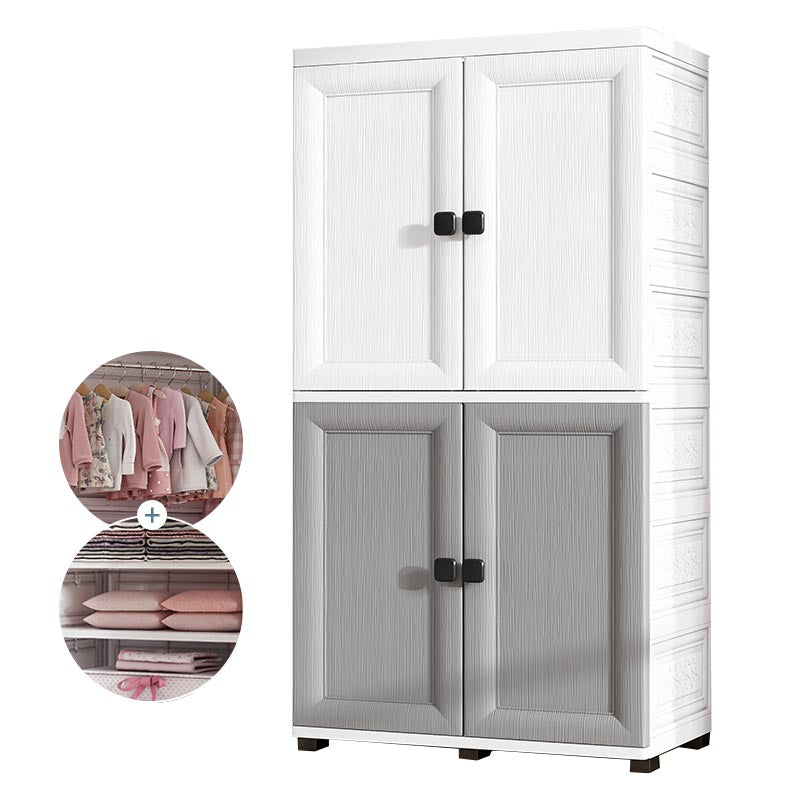 Modern Style Bathroom Wardrobe Plastic Wardrobe Closet with Legs 27.5"L x 15"W x 51"H Multi-Color With Clothing Rod Clearhalo 'Armoires & Wardrobes' 'armoires_wardrobes' 'Bedroom Furniture' 'furn' 'furn_armoires_wardrobes' 'Furniture' 5900089
