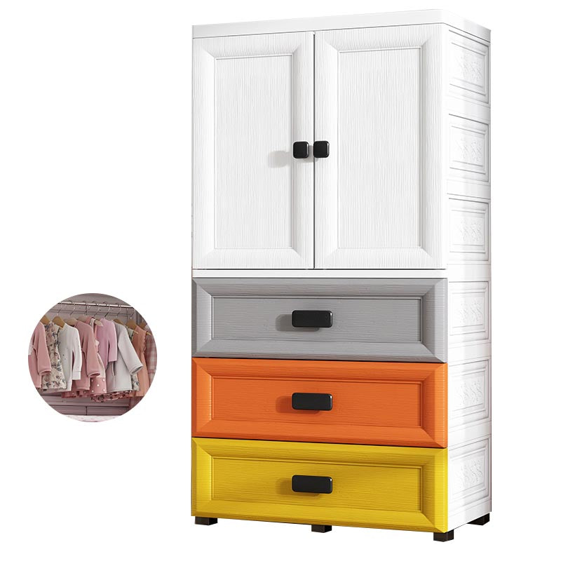 Modern Style Bathroom Wardrobe Plastic Wardrobe Closet with Legs 27.5"L x 15"W x 52"H Multi-Color With Clothing Rod Clearhalo 'Armoires & Wardrobes' 'armoires_wardrobes' 'Bedroom Furniture' 'furn' 'furn_armoires_wardrobes' 'Furniture' 5900091
