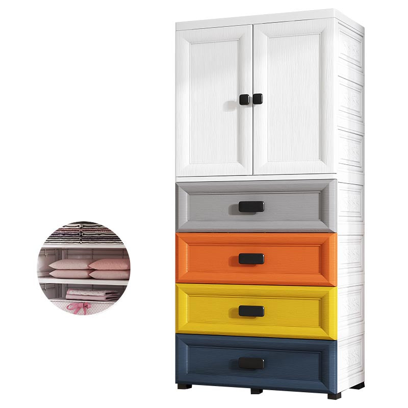 Modern Style Bathroom Wardrobe Plastic Wardrobe Closet with Legs 27.5"L x 15"W x 60"H Multi-Color Without Clothing Rod Clearhalo 'Armoires & Wardrobes' 'armoires_wardrobes' 'Bedroom Furniture' 'furn' 'furn_armoires_wardrobes' 'Furniture' 5900100