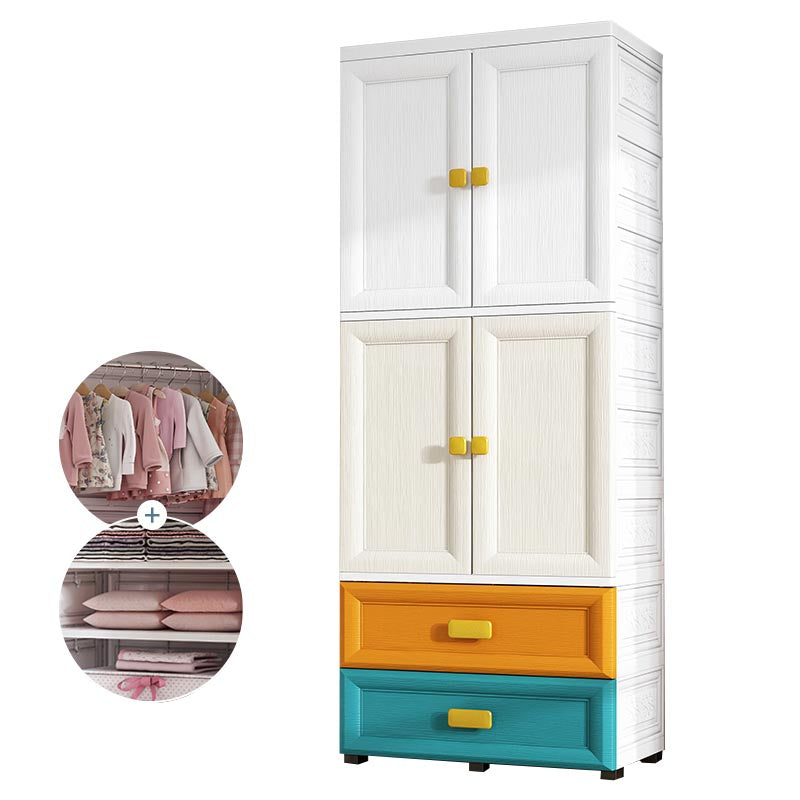 Modern Style Bathroom Wardrobe Plastic Wardrobe Closet with Legs 27.5"L x 15"W x 69"H Multi-Color With Clothing Rod Clearhalo 'Armoires & Wardrobes' 'armoires_wardrobes' 'Bedroom Furniture' 'furn' 'furn_armoires_wardrobes' 'Furniture' 5900108