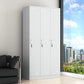 White Steel Wardrobe Armoire Contemporary Hinged Wardrobe Cabinet Clearhalo 'Armoires & Wardrobes' 'armoires_wardrobes' 'Bedroom Furniture' 'furn' 'furn_armoires_wardrobes' 'Furniture' 5900193