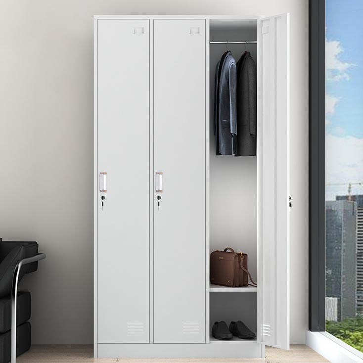 White Steel Wardrobe Armoire Contemporary Hinged Wardrobe Cabinet Clearhalo 'Armoires & Wardrobes' 'armoires_wardrobes' 'Bedroom Furniture' 'furn' 'furn_armoires_wardrobes' 'Furniture' 5900204