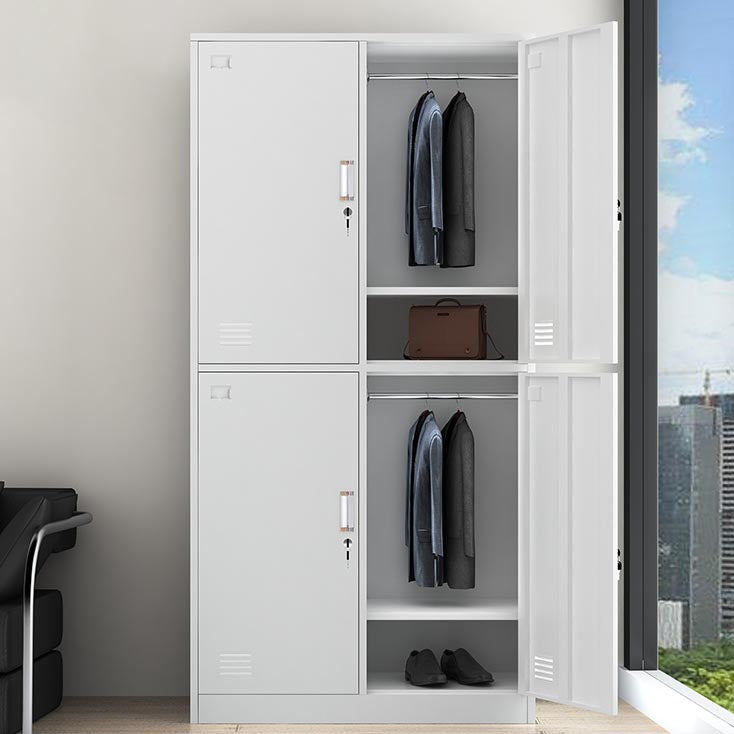 White Steel Wardrobe Armoire Contemporary Hinged Wardrobe Cabinet Clearhalo 'Armoires & Wardrobes' 'armoires_wardrobes' 'Bedroom Furniture' 'furn' 'furn_armoires_wardrobes' 'Furniture' 5900205
