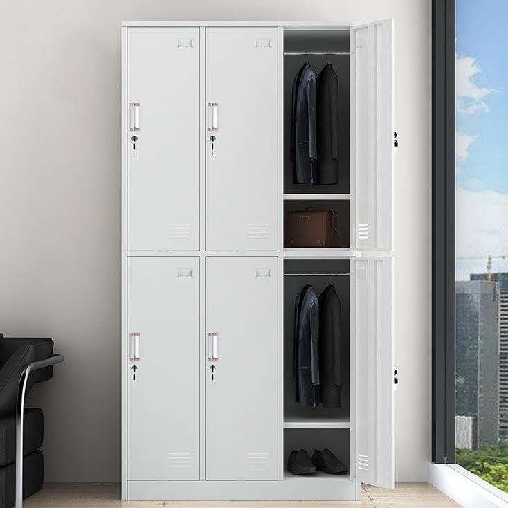 White Steel Wardrobe Armoire Contemporary Hinged Wardrobe Cabinet Clearhalo 'Armoires & Wardrobes' 'armoires_wardrobes' 'Bedroom Furniture' 'furn' 'furn_armoires_wardrobes' 'Furniture' 5900207