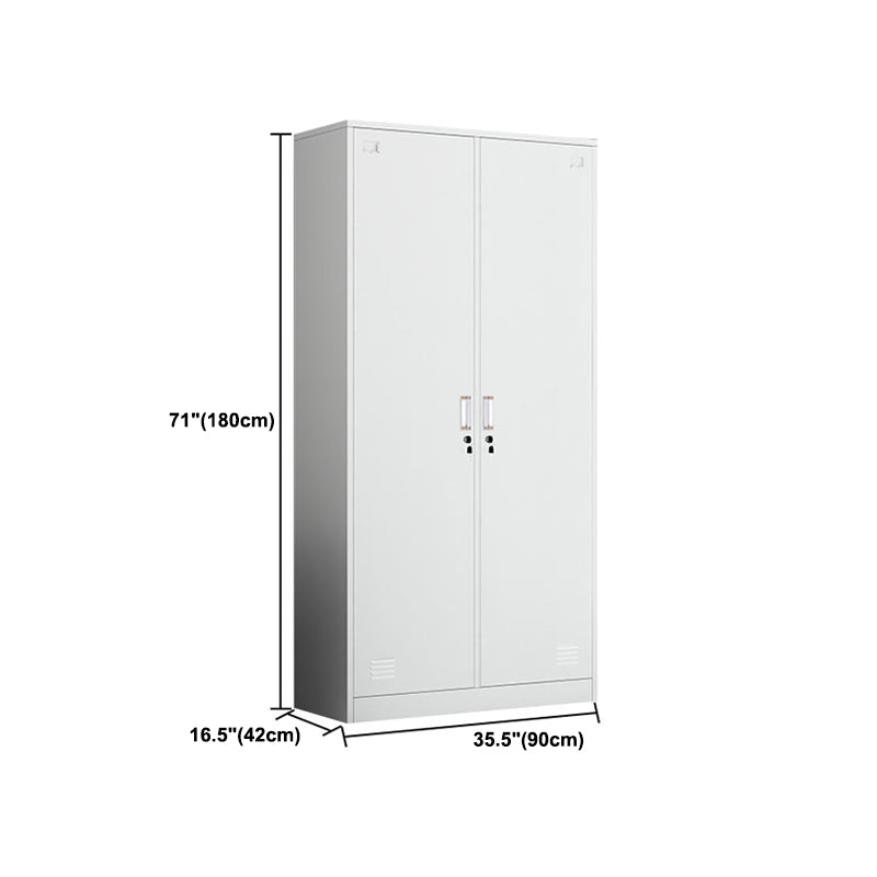 White Steel Wardrobe Armoire Contemporary Hinged Wardrobe Cabinet Clearhalo 'Armoires & Wardrobes' 'armoires_wardrobes' 'Bedroom Furniture' 'furn' 'furn_armoires_wardrobes' 'Furniture' 5900210