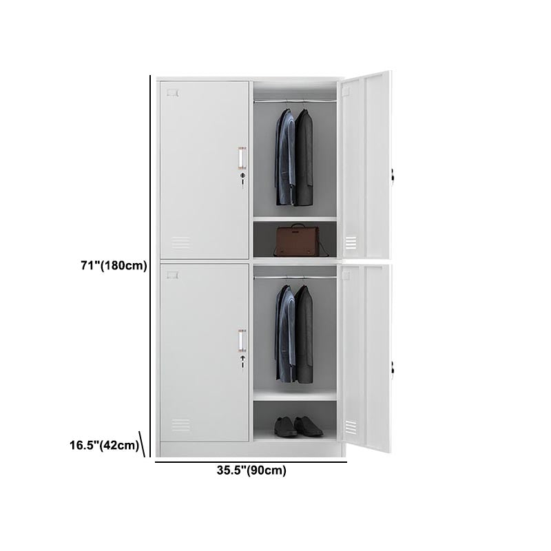White Steel Wardrobe Armoire Contemporary Hinged Wardrobe Cabinet Clearhalo 'Armoires & Wardrobes' 'armoires_wardrobes' 'Bedroom Furniture' 'furn' 'furn_armoires_wardrobes' 'Furniture' 5900212