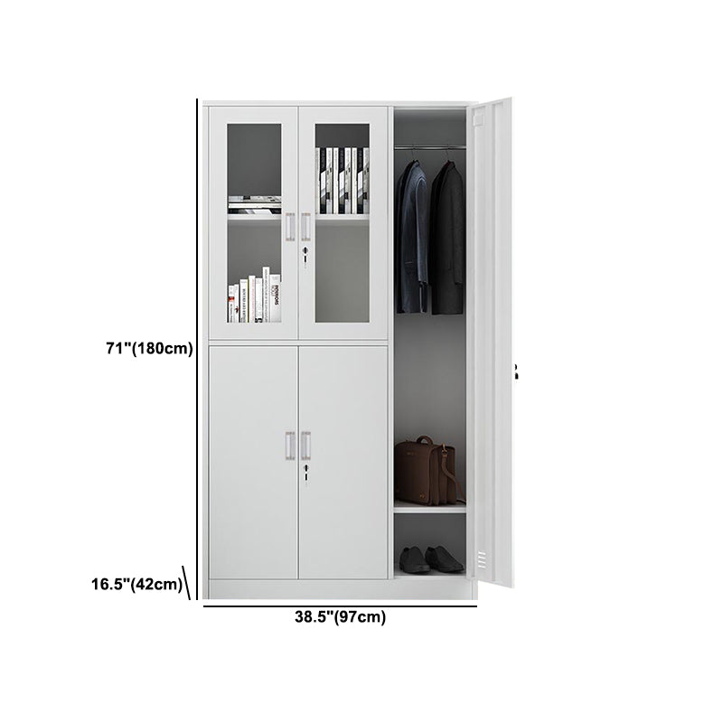 White Steel Wardrobe Armoire Contemporary Hinged Wardrobe Cabinet Clearhalo 'Armoires & Wardrobes' 'armoires_wardrobes' 'Bedroom Furniture' 'furn' 'furn_armoires_wardrobes' 'Furniture' 5900213