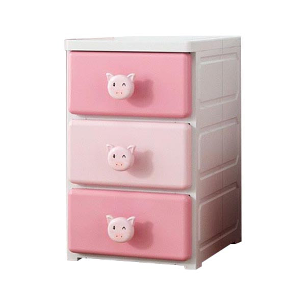 Contemporary Wardrobe Cabinet With Drawer Plastic Storage Cabinet 11.8"L x 15"W x 19.7"H White-Pink Clearhalo 'Armoires & Wardrobes' 'armoires_wardrobes' 'Bedroom Furniture' 'furn' 'furn_armoires_wardrobes' 'Furniture' 5900249