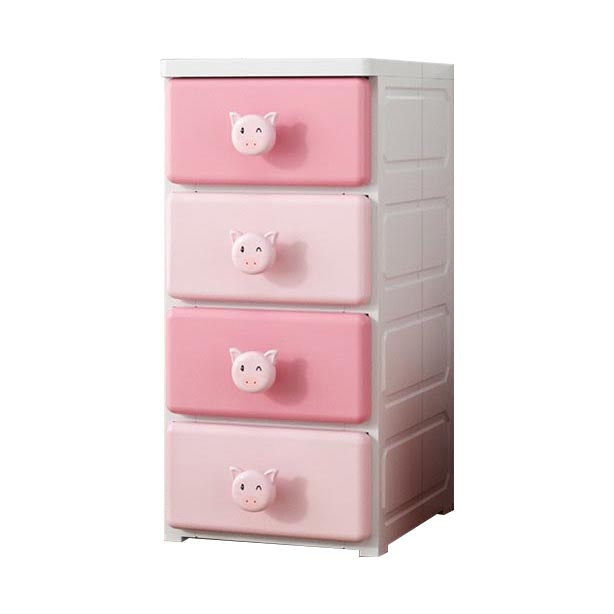 Contemporary Wardrobe Cabinet With Drawer Plastic Storage Cabinet 11.8"L x 15"W x 25.6"H White-Pink Clearhalo 'Armoires & Wardrobes' 'armoires_wardrobes' 'Bedroom Furniture' 'furn' 'furn_armoires_wardrobes' 'Furniture' 5900251