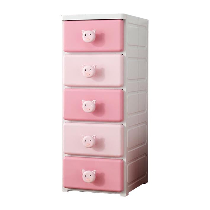 Contemporary Wardrobe Cabinet With Drawer Plastic Storage Cabinet 11.8"L x 15"W x 31.5"H White-Pink Clearhalo 'Armoires & Wardrobes' 'armoires_wardrobes' 'Bedroom Furniture' 'furn' 'furn_armoires_wardrobes' 'Furniture' 5900252