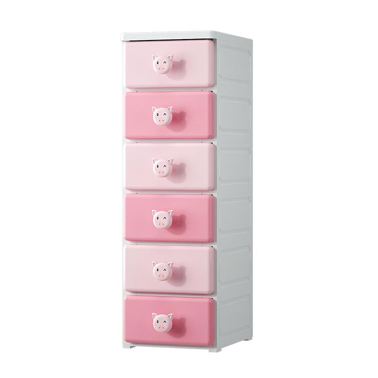 Contemporary Wardrobe Cabinet With Drawer Plastic Storage Cabinet 11.8"L x 15"W x 37.4"H White-Pink Clearhalo 'Armoires & Wardrobes' 'armoires_wardrobes' 'Bedroom Furniture' 'furn' 'furn_armoires_wardrobes' 'Furniture' 5900255