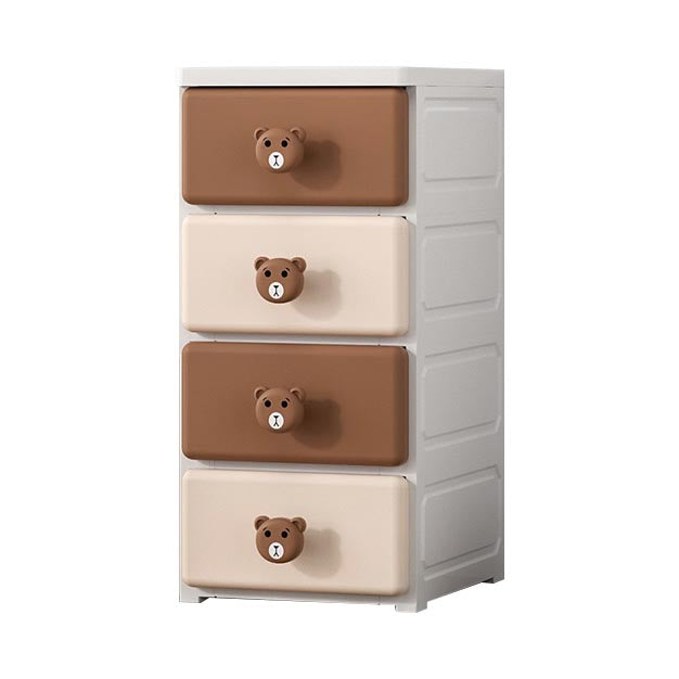 Contemporary Wardrobe Cabinet With Drawer Plastic Storage Cabinet 11.8"L x 15"W x 25.6"H White-Brown Clearhalo 'Armoires & Wardrobes' 'armoires_wardrobes' 'Bedroom Furniture' 'furn' 'furn_armoires_wardrobes' 'Furniture' 5900258