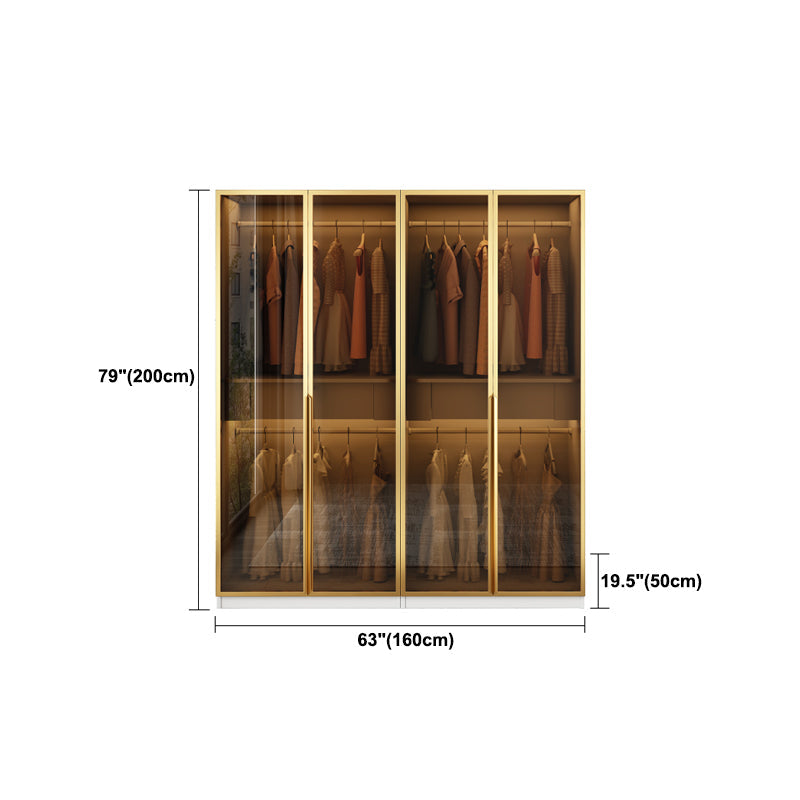 Hout- en glazen kledingkastkast eigentijds scharnierende garderobe kast