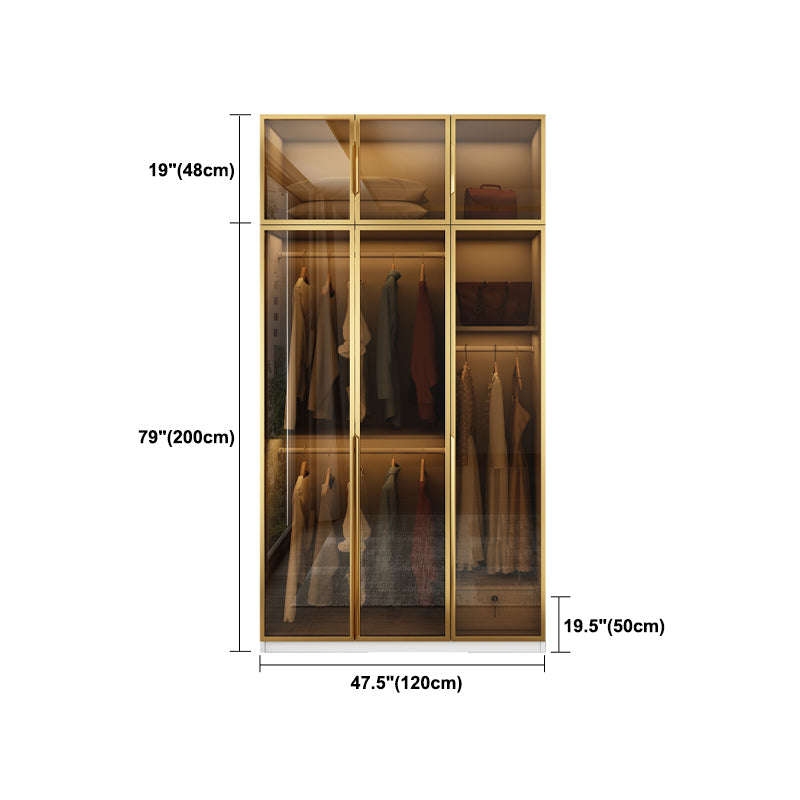 Hout- en glazen kledingkastkast eigentijds scharnierende garderobe kast