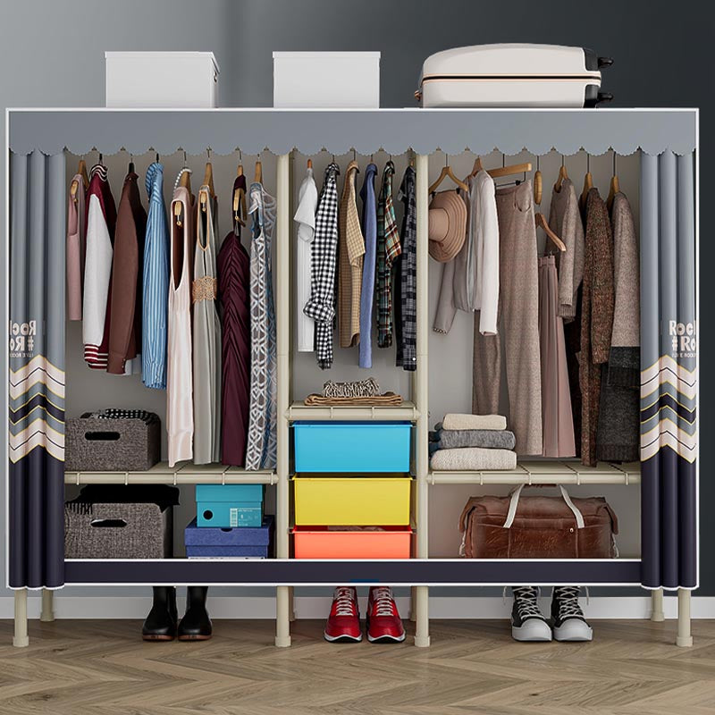 Armoire contemporaine Armoire en acier étagères réglables placis de garde-robe pour chambre à coucher