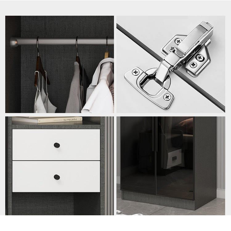 Eigentijdse garderobe -armoire met planken hout en glazen garderobe kast