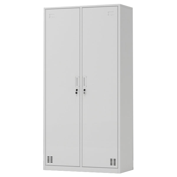 Contemporary Style Wardrobe Armoire Metal Wardrobe Closet with Locks 35.5"L x 16.5"W x 71"H White 2 Clearhalo 'Armoires & Wardrobes' 'armoires_wardrobes' 'Bedroom Furniture' 'furn' 'furn_armoires_wardrobes' 'Furniture' 5900537