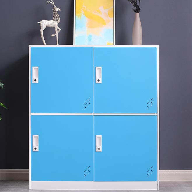 Contemporary Style Wardrobe Armoire Metal Wardrobe Closet with Locks 35"L x 16"W x 39"H Blue 4 Clearhalo 'Armoires & Wardrobes' 'armoires_wardrobes' 'Bedroom Furniture' 'furn' 'furn_armoires_wardrobes' 'Furniture' 5900555