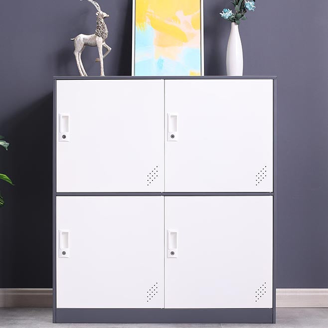 Contemporary Style Wardrobe Armoire Metal Wardrobe Closet with Locks 35"L x 16"W x 39"H White-Gray 4 Clearhalo 'Armoires & Wardrobes' 'armoires_wardrobes' 'Bedroom Furniture' 'furn' 'furn_armoires_wardrobes' 'Furniture' 5900557