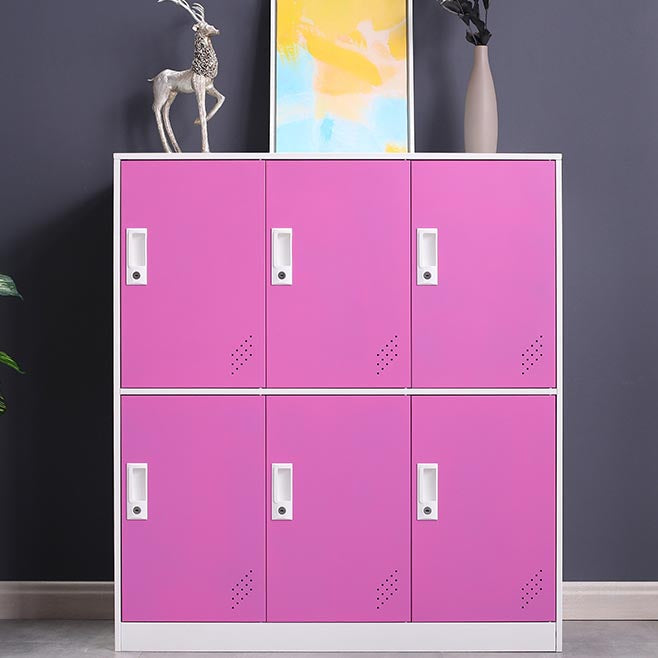 Contemporary Style Wardrobe Armoire Metal Wardrobe Closet with Locks 35"L x 16"W x 39"H Pink 6 Clearhalo 'Armoires & Wardrobes' 'armoires_wardrobes' 'Bedroom Furniture' 'furn' 'furn_armoires_wardrobes' 'Furniture' 5900560