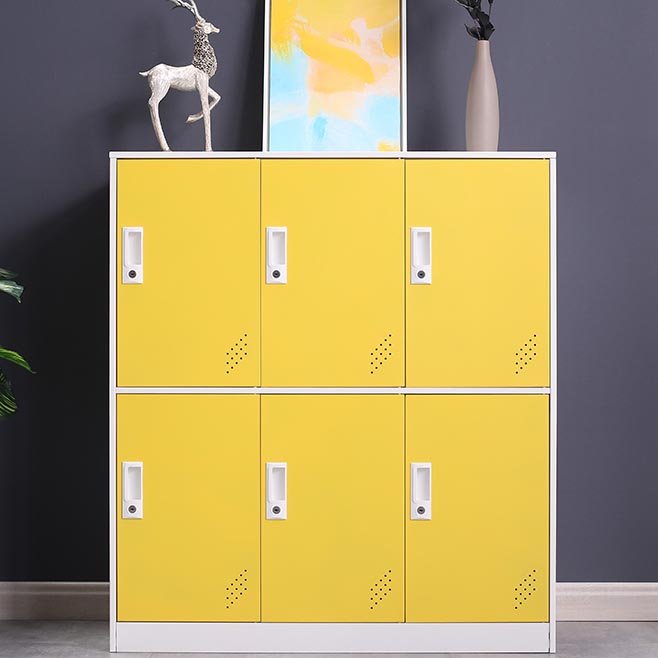 Contemporary Style Wardrobe Armoire Metal Wardrobe Closet with Locks 35"L x 16"W x 39"H Yellow 6 Clearhalo 'Armoires & Wardrobes' 'armoires_wardrobes' 'Bedroom Furniture' 'furn' 'furn_armoires_wardrobes' 'Furniture' 5900562