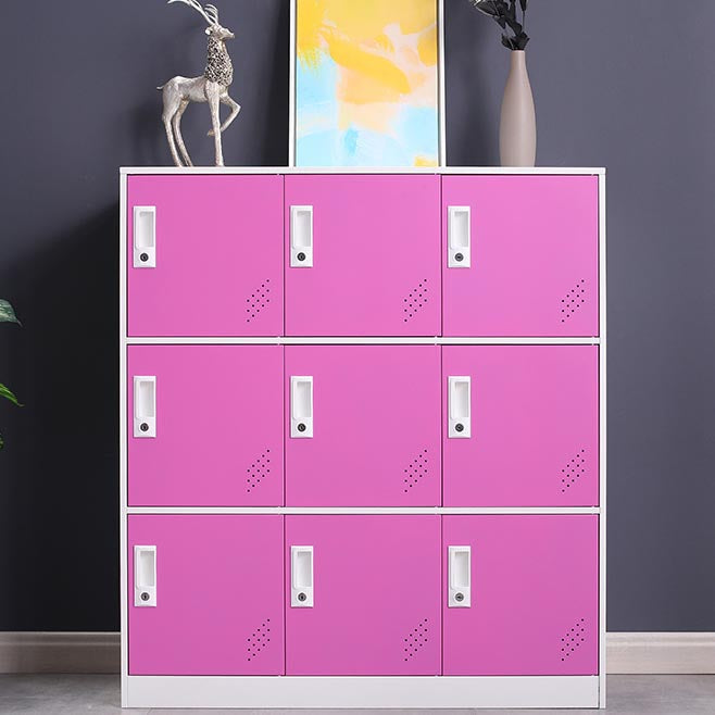 Contemporary Style Wardrobe Armoire Metal Wardrobe Closet with Locks 35"L x 16"W x 39"H Pink 9 Clearhalo 'Armoires & Wardrobes' 'armoires_wardrobes' 'Bedroom Furniture' 'furn' 'furn_armoires_wardrobes' 'Furniture' 5900568