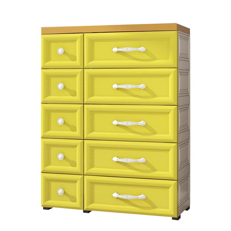 Contemporary Non-Hanging Armoire Plastic Wardrobe Closet,29.13" D x 13.78" W x 39.37" H Yellow Clearhalo 'Armoires & Wardrobes' 'armoires_wardrobes' 'Bedroom Furniture' 'furn' 'furn_armoires_wardrobes' 'Furniture' 5900788