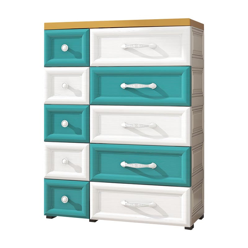 Contemporary Non-Hanging Armoire Plastic Wardrobe Closet,29.13" D x 13.78" W x 39.37" H Blue-White Clearhalo 'Armoires & Wardrobes' 'armoires_wardrobes' 'Bedroom Furniture' 'furn' 'furn_armoires_wardrobes' 'Furniture' 5900797