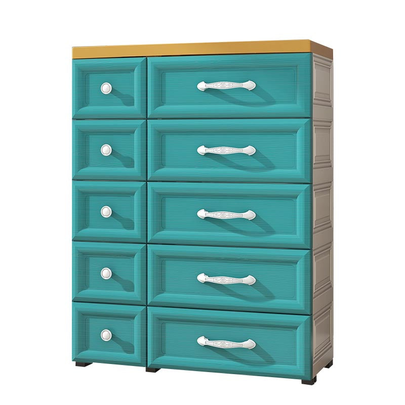 Contemporary Non-Hanging Armoire Plastic Wardrobe Closet,29.13" D x 13.78" W x 39.37" H Lake Blue Clearhalo 'Armoires & Wardrobes' 'armoires_wardrobes' 'Bedroom Furniture' 'furn' 'furn_armoires_wardrobes' 'Furniture' 5900798