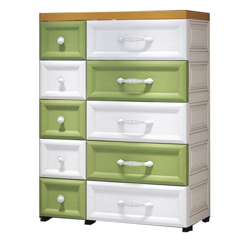Contemporary Non-Hanging Armoire Plastic Wardrobe Closet,29.13" D x 13.78" W x 39.37" H White-Green Clearhalo 'Armoires & Wardrobes' 'armoires_wardrobes' 'Bedroom Furniture' 'furn' 'furn_armoires_wardrobes' 'Furniture' 5900800