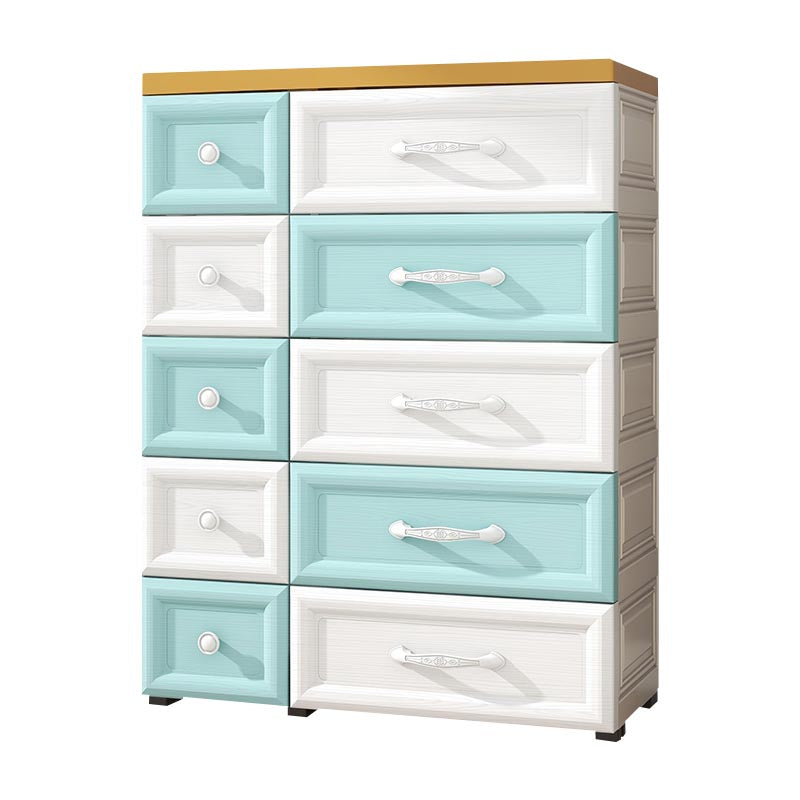 Contemporary Non-Hanging Armoire Plastic Wardrobe Closet,29.13" D x 13.78" W x 39.37" H White-Blue Clearhalo 'Armoires & Wardrobes' 'armoires_wardrobes' 'Bedroom Furniture' 'furn' 'furn_armoires_wardrobes' 'Furniture' 5900802