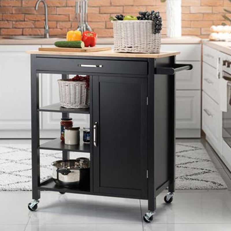 Estilo moderno 35.83 "H Cart de cocina enrollable H Madera Rectangular Kitchen Island Cart