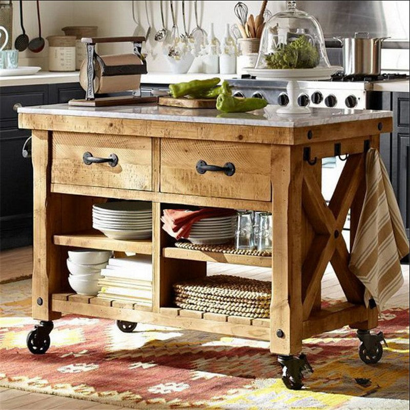 Modern Style Rolling Kitchen Cart Wood Rectangular Kitchen Island Cart with Towel Rack 31"L x 20"W x 31"H Clearhalo 'furn' 'furn_kitchen_islands_carts' 'Furniture' 'Kitchen & Dining Furniture' 'Kitchen Islands & Carts' 'kitchen_islands_carts' 5900871