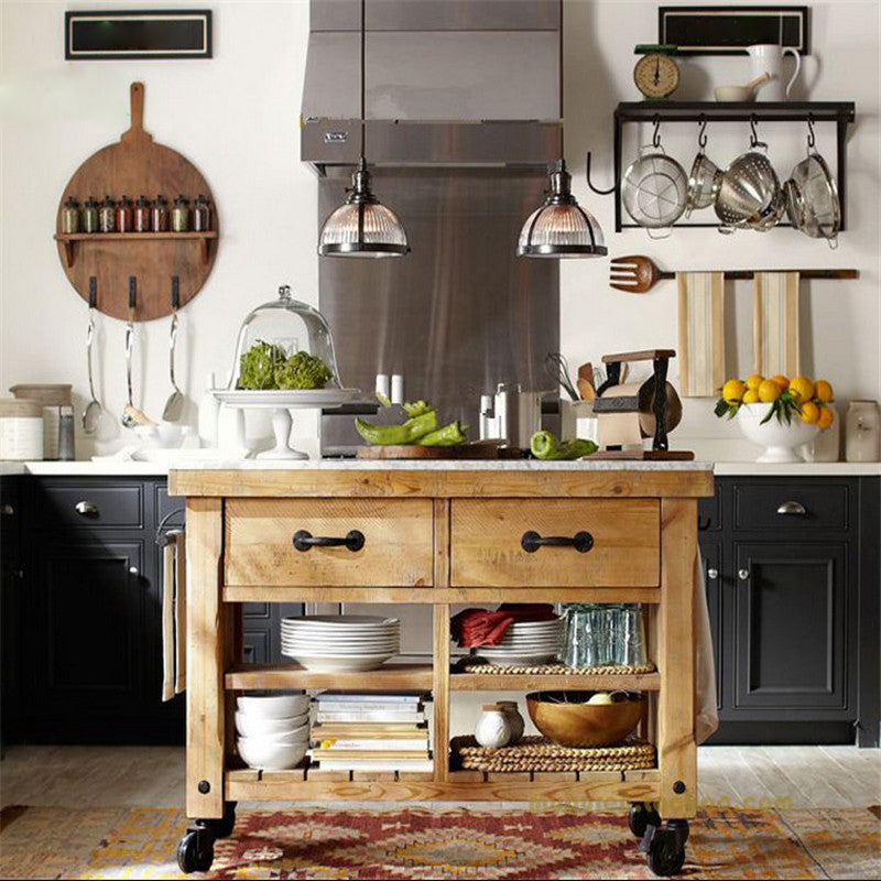 Modern Style Rolling Kitchen Cart Wood Rectangular Kitchen Island Cart with Towel Rack 39"L x 20"W x 31"H Clearhalo 'furn' 'furn_kitchen_islands_carts' 'Furniture' 'Kitchen & Dining Furniture' 'Kitchen Islands & Carts' 'kitchen_islands_carts' 5900872