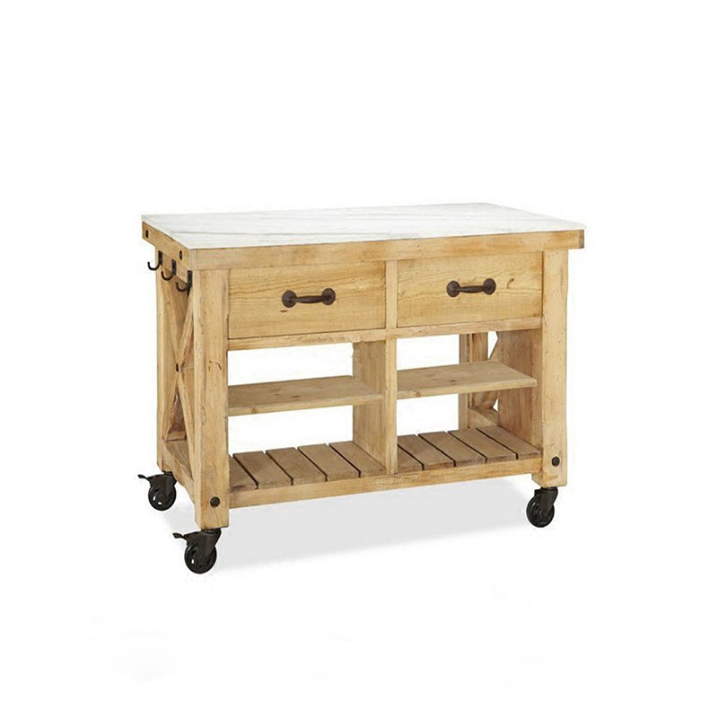 Modern Style Rolling Kitchen Cart Wood Rectangular Kitchen Island Cart with Towel Rack 71"L x 24"W x 31"H Clearhalo 'furn' 'furn_kitchen_islands_carts' 'Furniture' 'Kitchen & Dining Furniture' 'Kitchen Islands & Carts' 'kitchen_islands_carts' 5900874